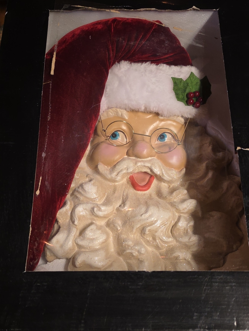 Hobby Lobby Velvet Red Santa Head Wall Décor with Holly